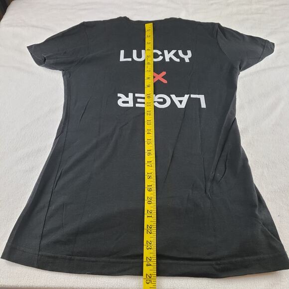 Upper Playground Shirt Womens Small Lucky Lager Black Short Sleeve 100% Cotton - Picture 5 of 8